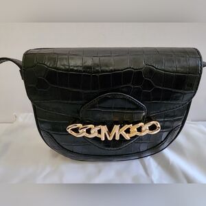 Michael Kors Wythe Moc-Croc Saddle Crossbody Leather Bag